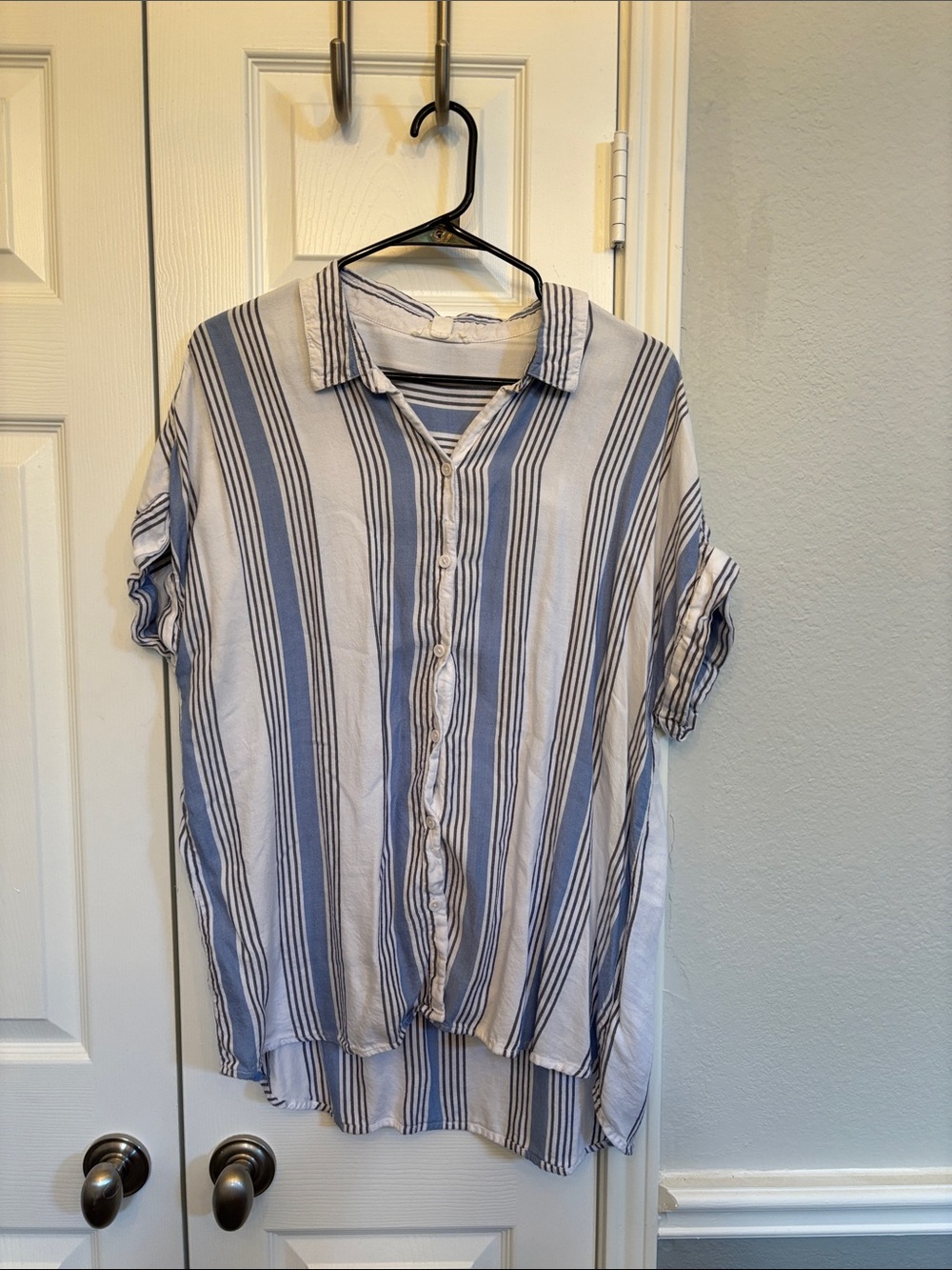 beachlunchlounge Blue and White Striped Button Down Shirt